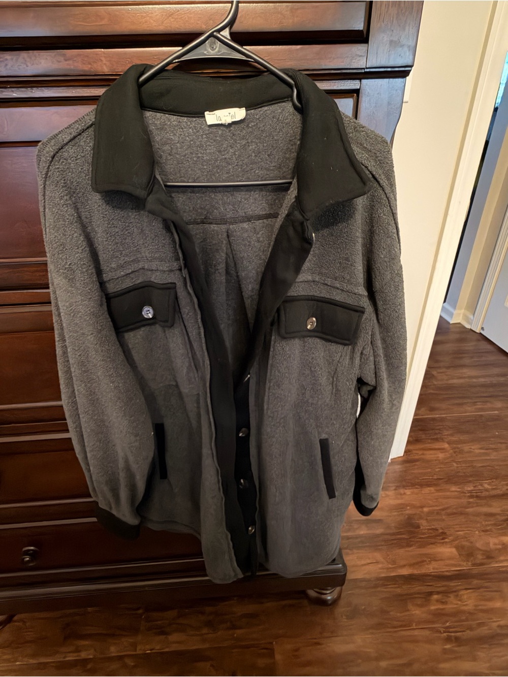 LA MIEL Men's Charcoal Gray Fleece Jacket with Black Trim